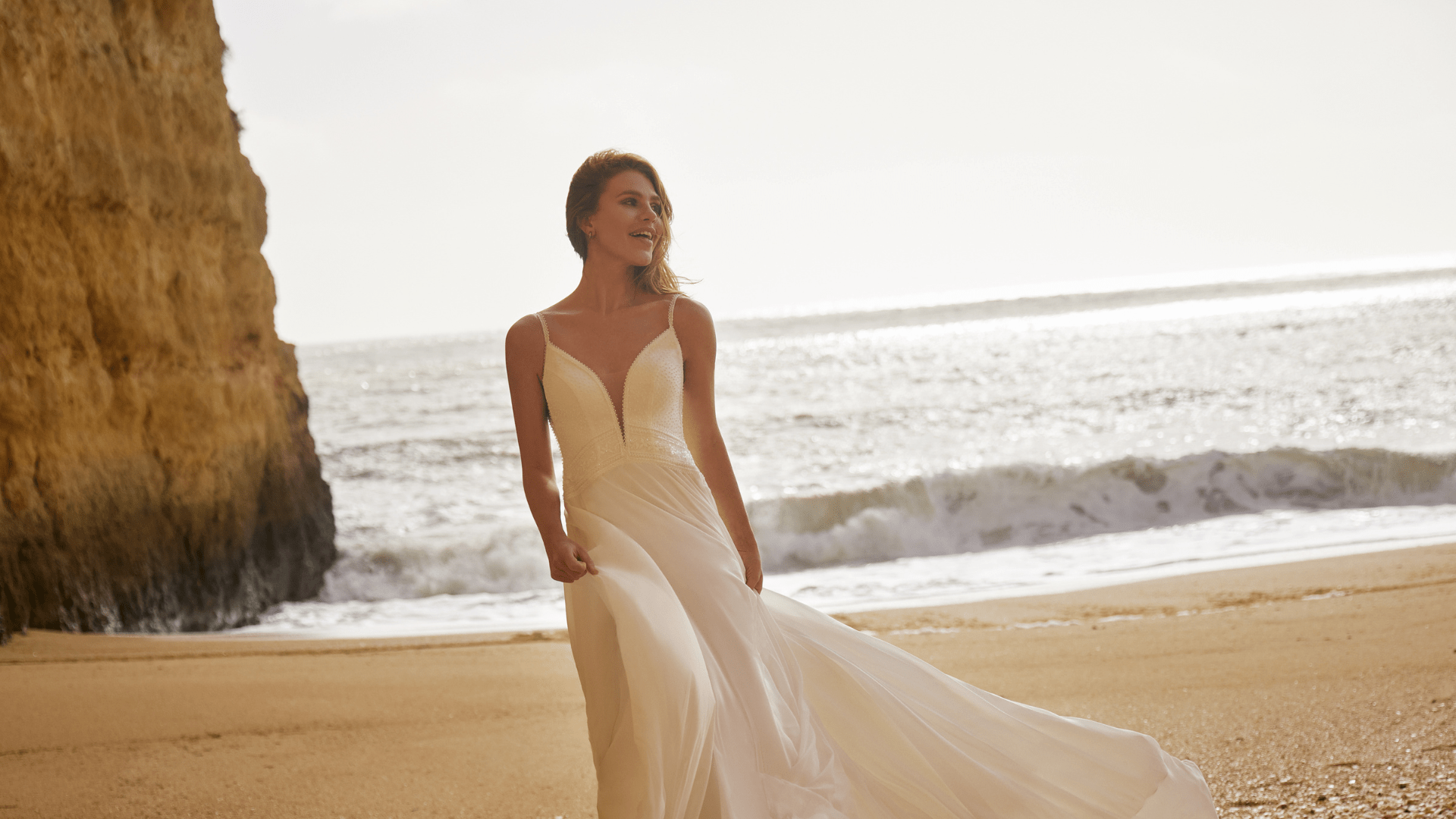 Beach wedding dress by GBS Herve Paris