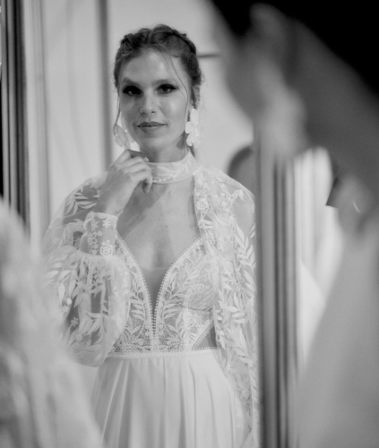 Close up of a wedding dress by GBS Herve Paris
