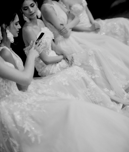 Close up of a wedding dress by GBS Herve Paris